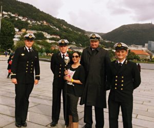 With Navy officers in Bergen