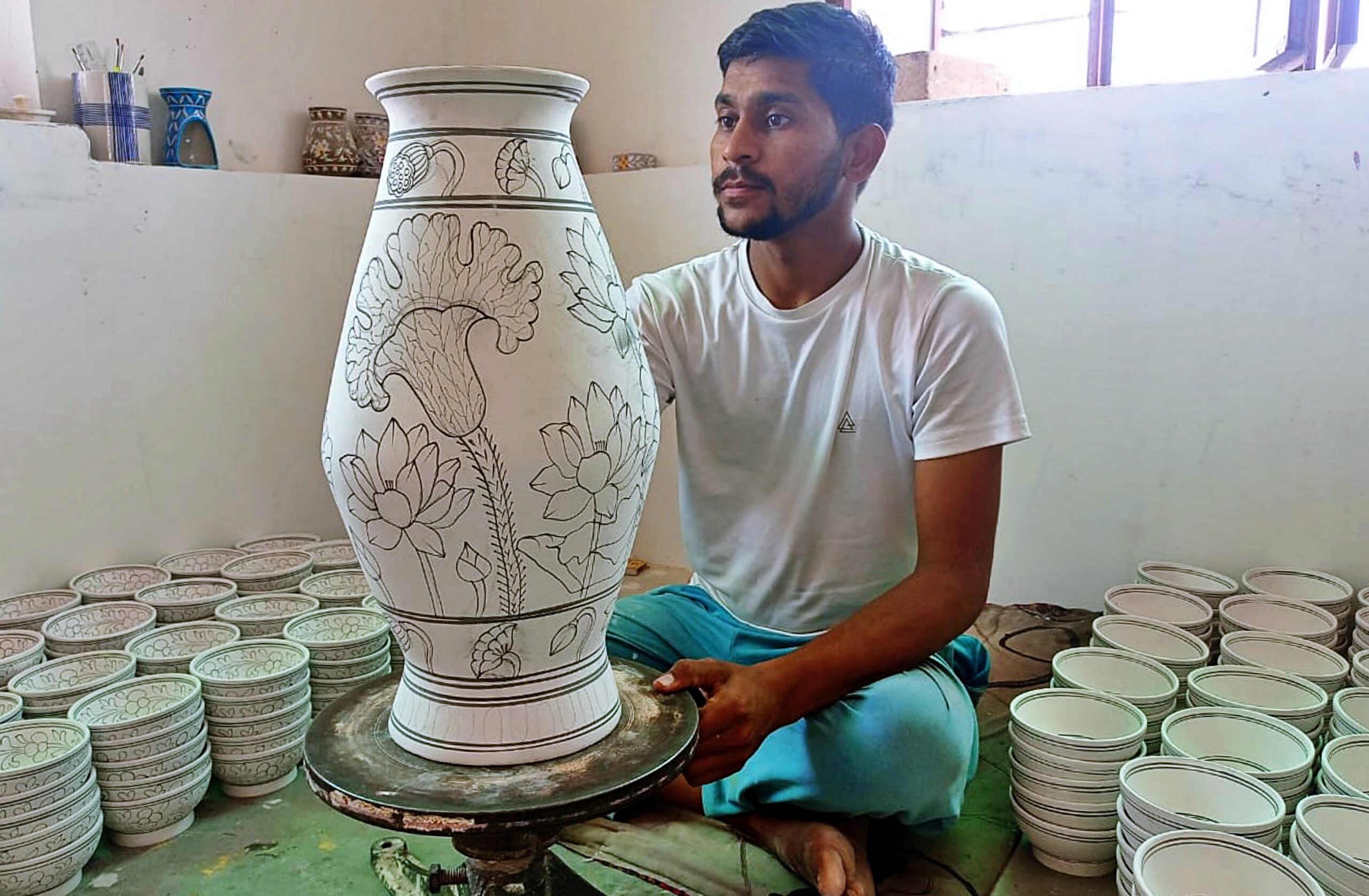 Blue Pottery by Ramnarayan Prajapat